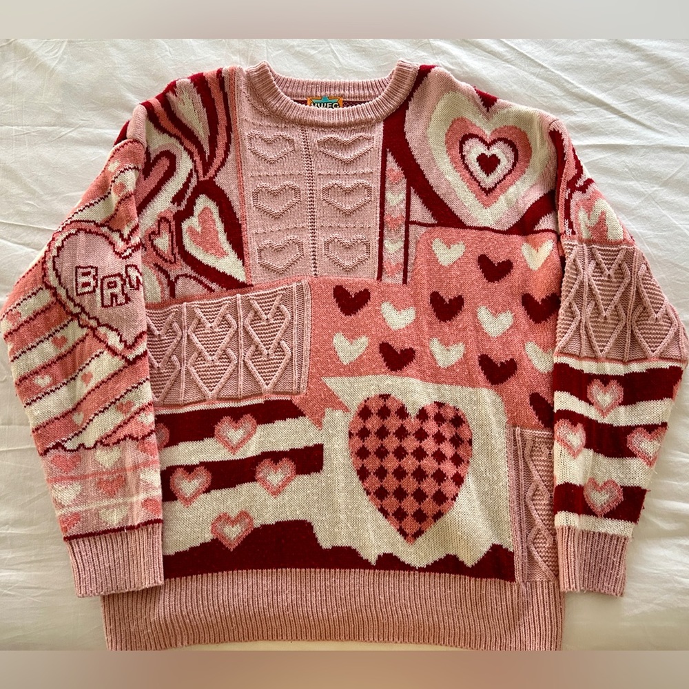 Pink and deep red soft sweater